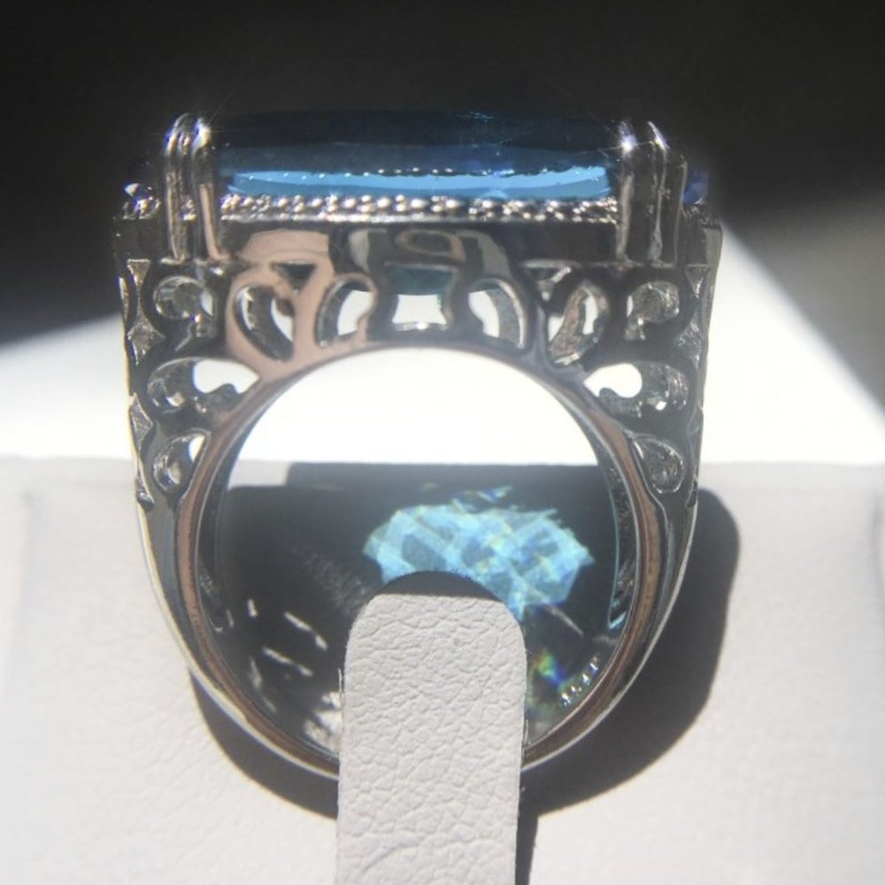 🎉Beautiful Big Blue Statement Ring - Picture 2 of 8
